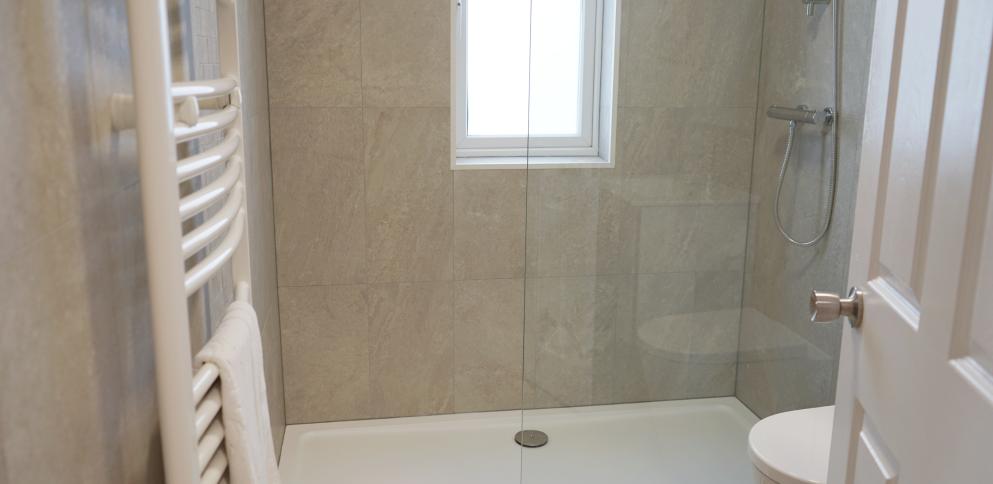 large shower in bathroom