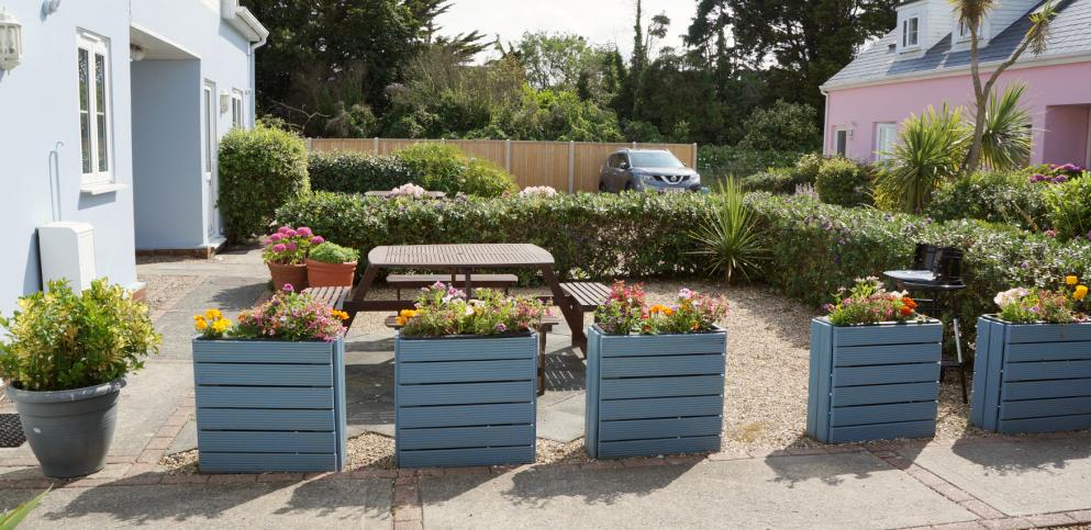 patio outside Ellingham Cottages