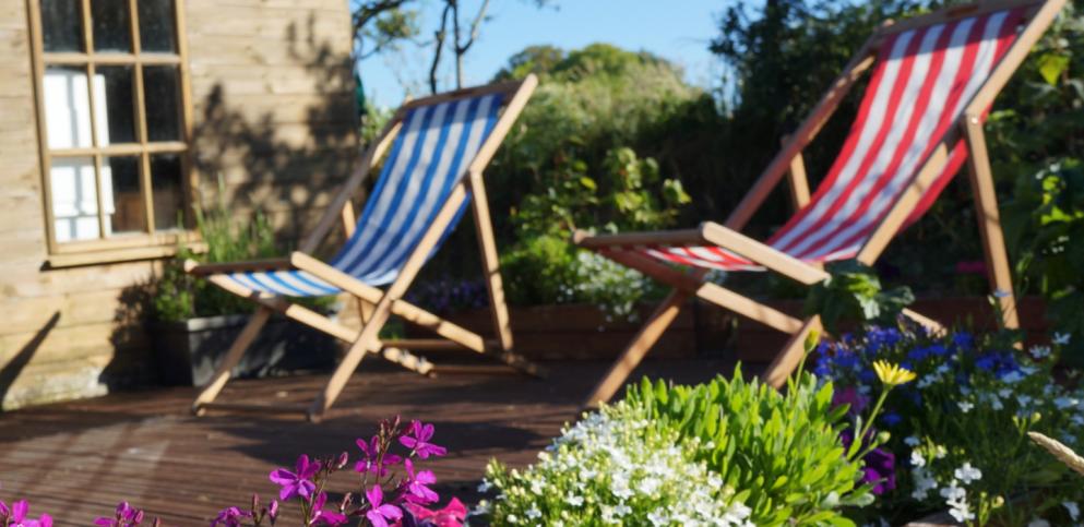 deckchairs on decking