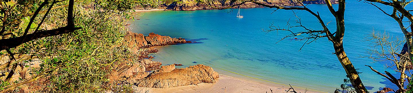 view of Moulin Huet from cliffs