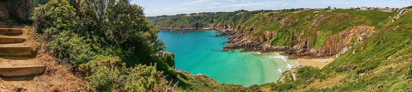 view of Moulin Huet from cliffs