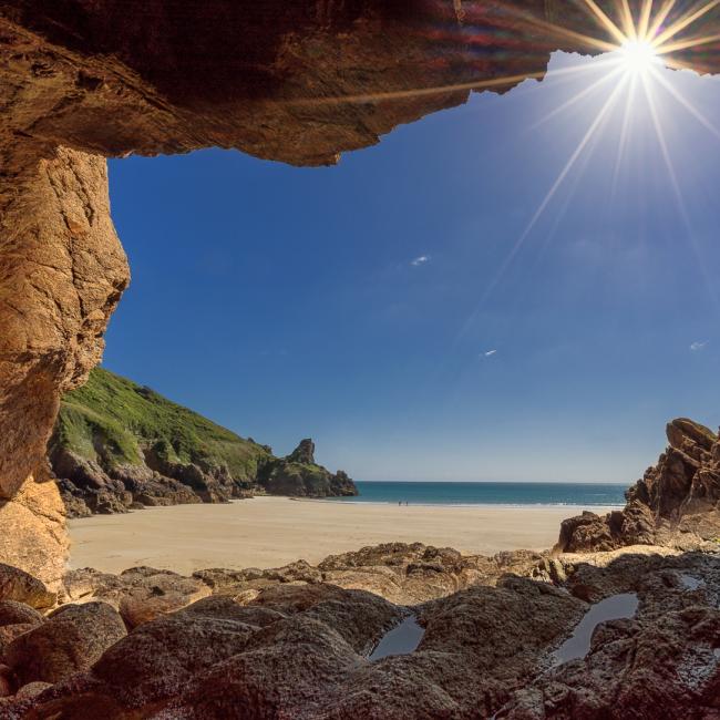 View of Petit Port beach in Guernsey