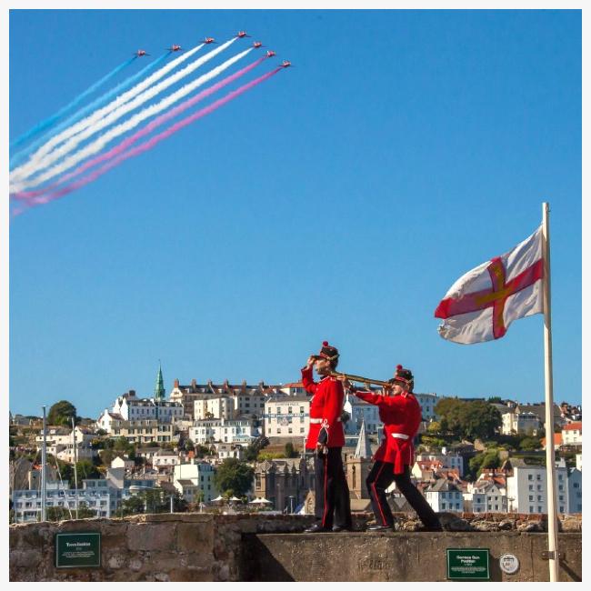 Red Arrows over Castle Cornet