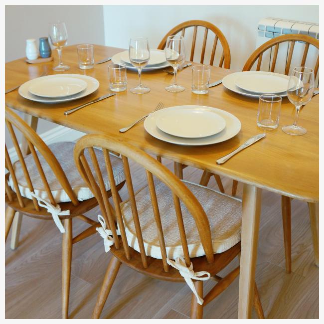 dining table set for dinner at The Ellingham Cottages, St Martins, Guernsey